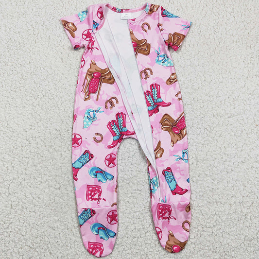 Western Style Baby Girls Romper Fashion Short Sleeve Baby Footie Jumpsuit SR0194 5.7