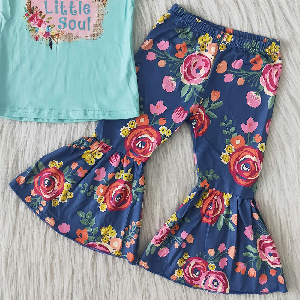 Wholesale Baby Girls Clothes Fashion Kids Clothes Girl Bell Sets Spring Flower Boutique Girls Clothing C11-4