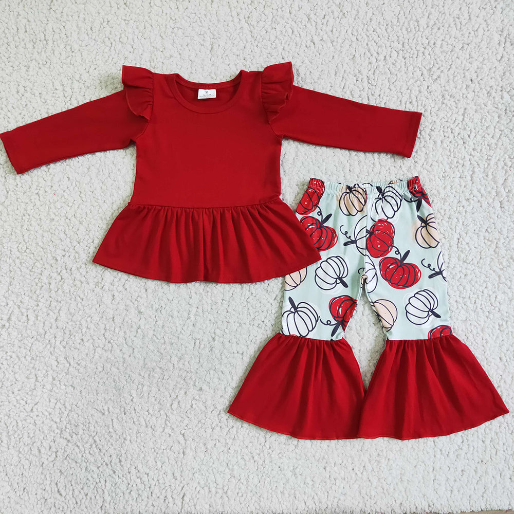 Boutique Girls Clothing Pumpkin Print Cute Halloween Kids Outfits GLP0039 9.9