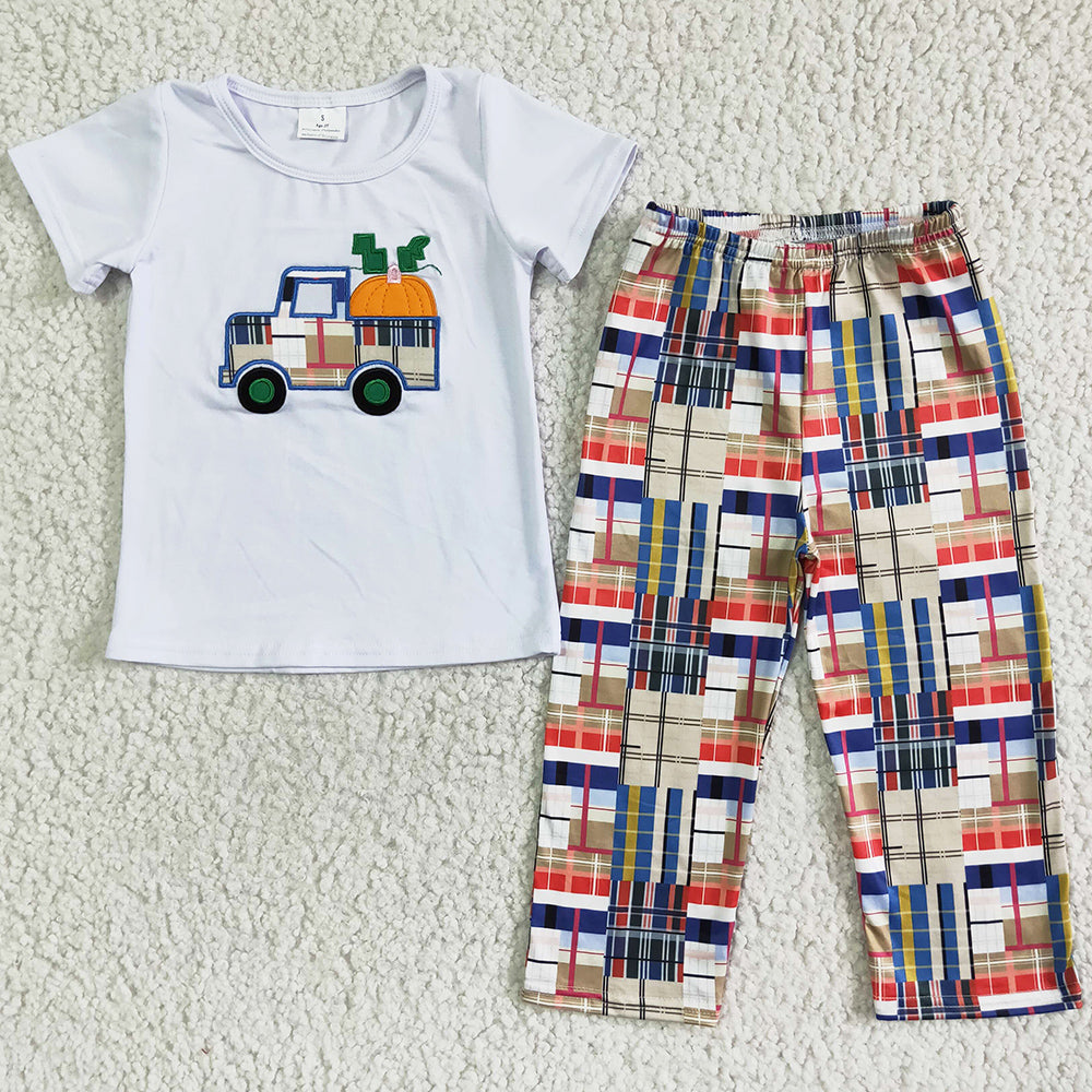 new design kids clothes boys boutique outfits Halloween pumpkin boys clothes C1-22