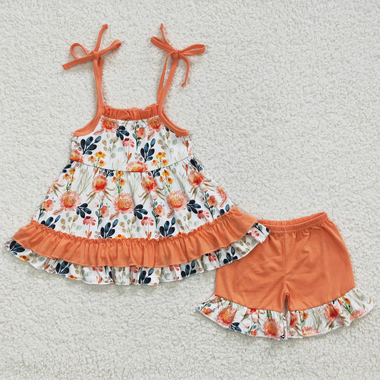Cute Flower Print Baby Girls Clothes Set GSSO0194