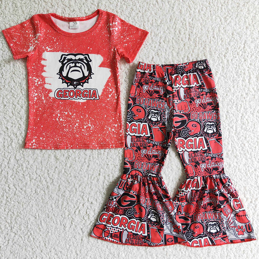 New Design Toddler Girls Clothes Short Sleeve Bell Pants Set GSPO0188 10.22