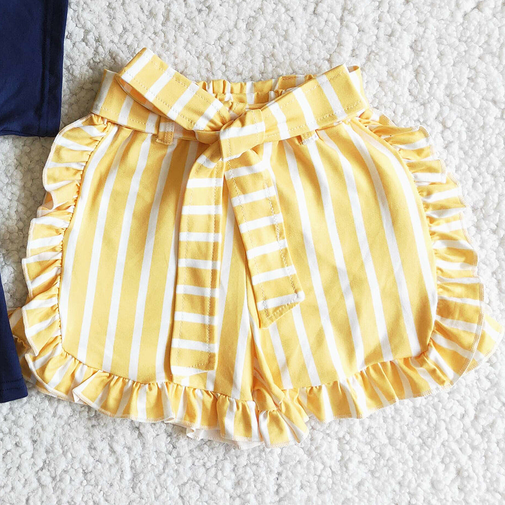 New Fashion Kids Clothes Girls Summer Outfits Belt Design Cute Toddler Baby Girls Clothes Boutique Wholesale Children Clothing D4-28