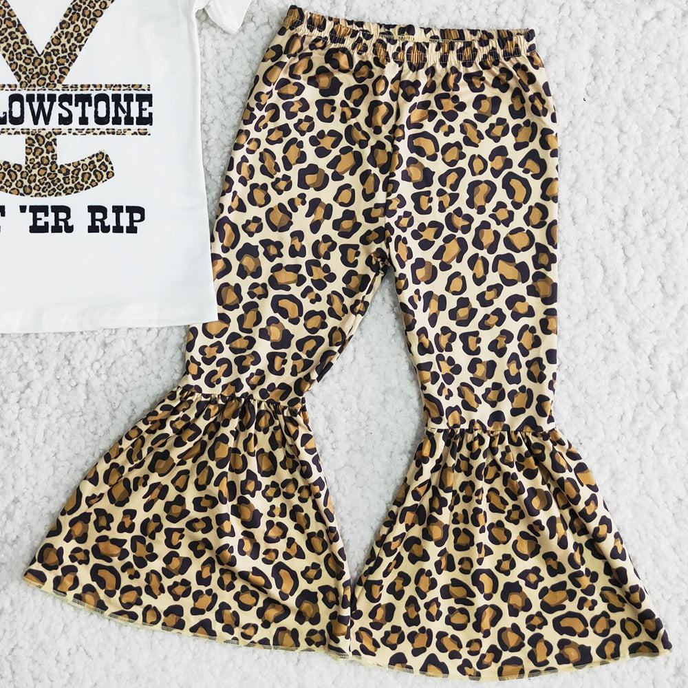 Hot Sale Baby Girls Clothes Short Sleeve Bell Bottom Pants Toddler Girls Clothes Sets E7-26 4.18