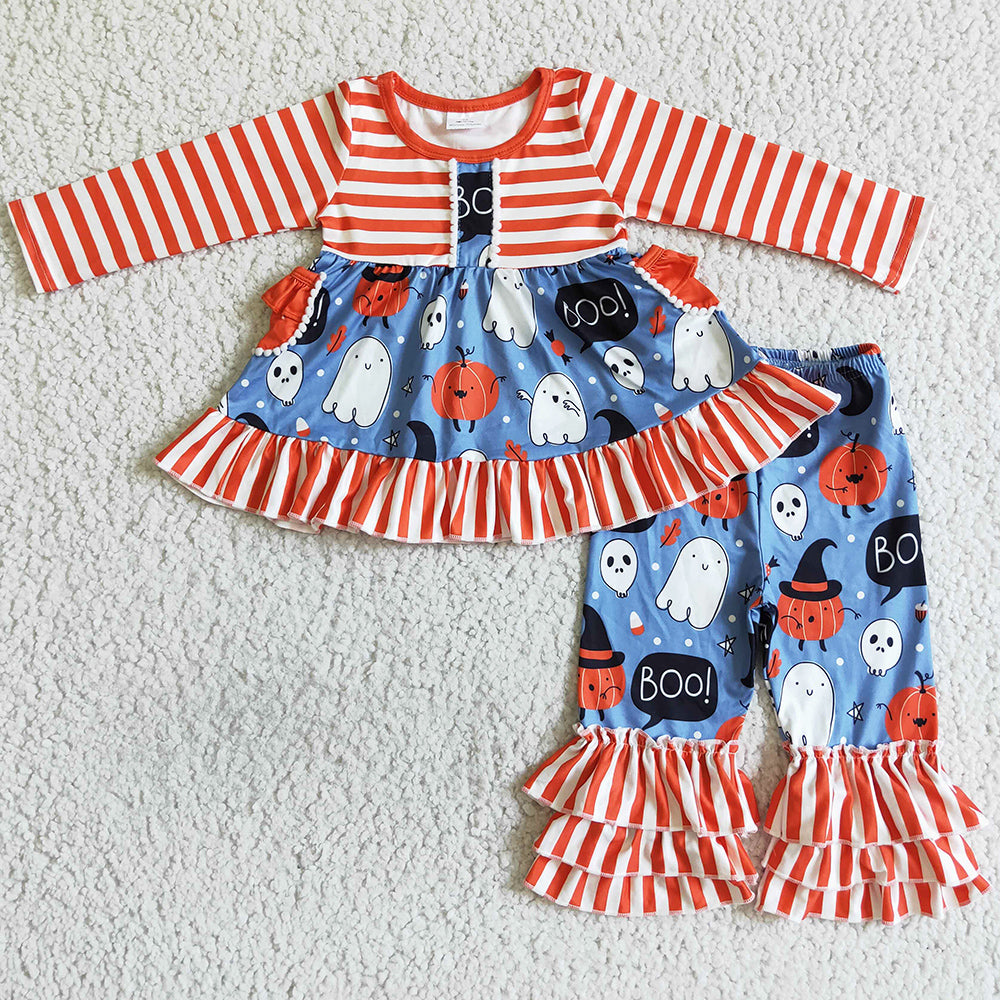 Halloween Pumpkin Ghost Baby Girls Clothes Set GLP0077 9.9