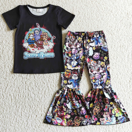 Fall Baby Girl Clothes Short Sleeve Bell Bottoms Toddler Outfits GSPO0177