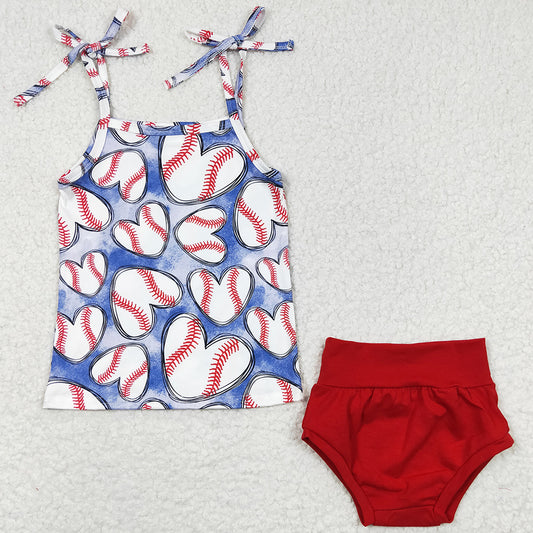 Baseball Print Cute Girls Clothes Bummies Sets GBO0104 6.6