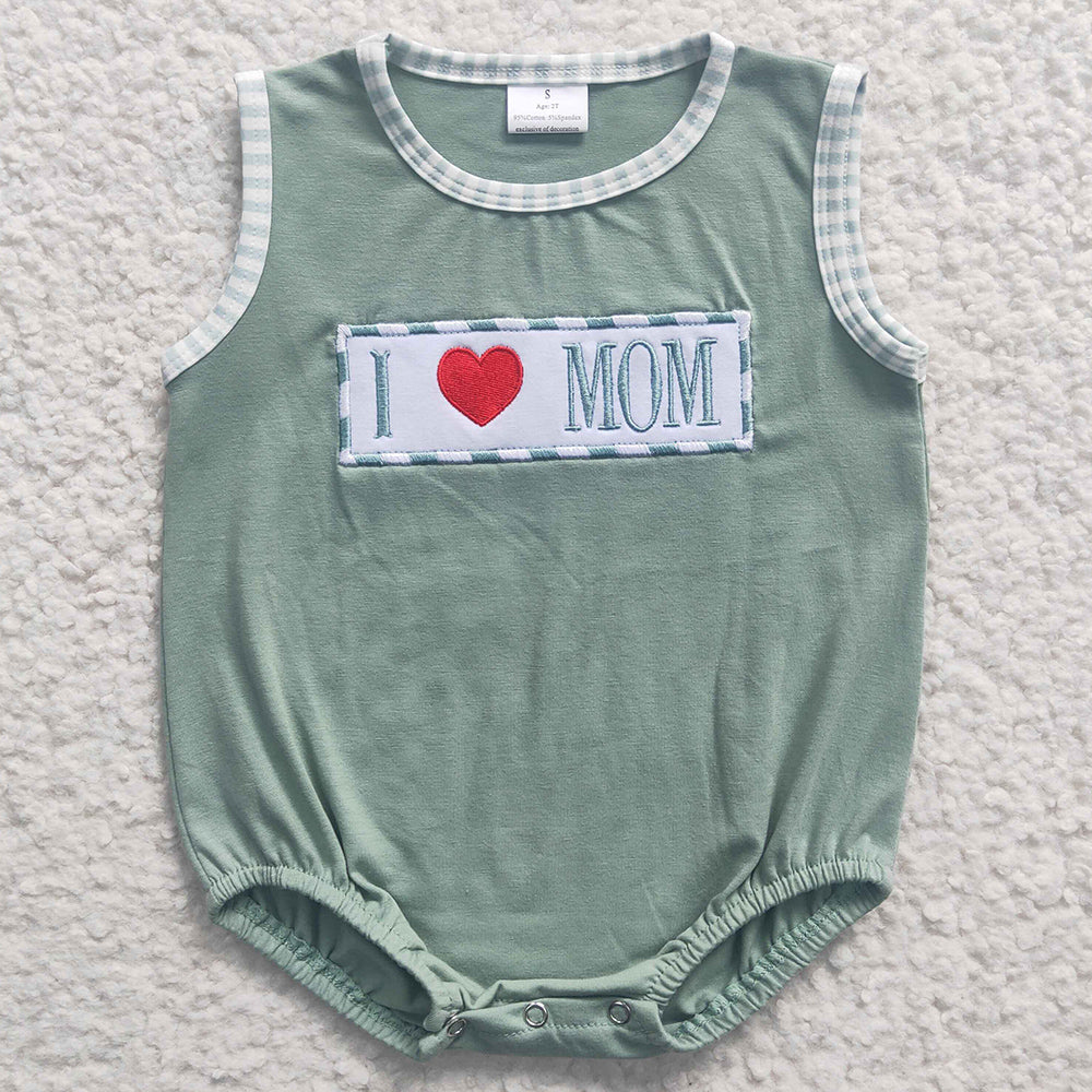 Boutique Infant Boys Romper Embroidery Jumpsuit I Love Mom SR0238