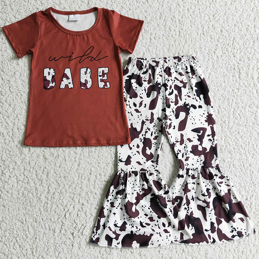 New Design Toddler Baby Girls Clothes Cow Print Kids Clothing GSPO0164