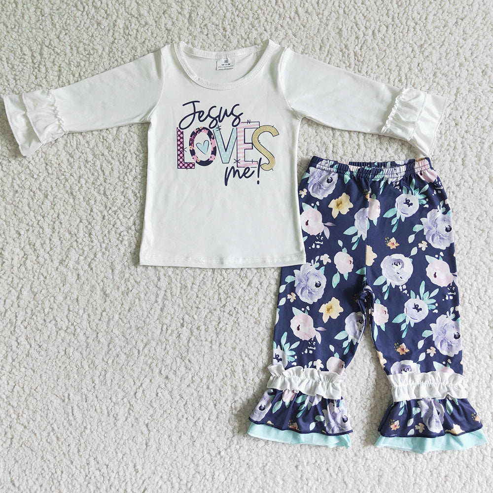 Fashion Baby Girl Clothes Ruffle Pants Set 6 A7-12