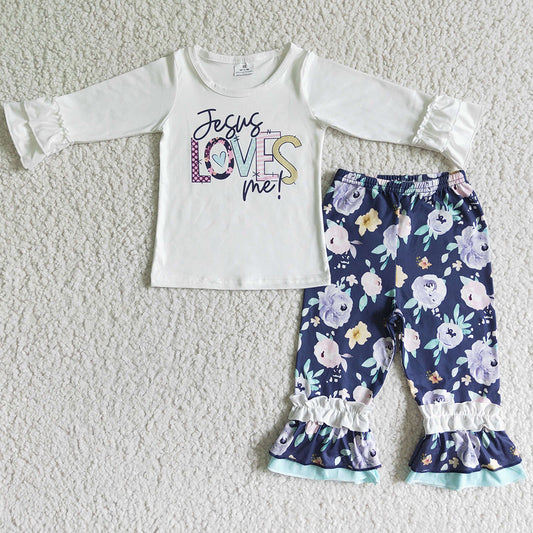 Fashion Baby Girl Clothes Ruffle Pants Set 6 A7-12