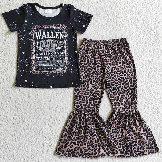 Hot Sale Toddler Girls Clothes Short Sleeve Bell Bottom Outfits GSPO0227 4.12