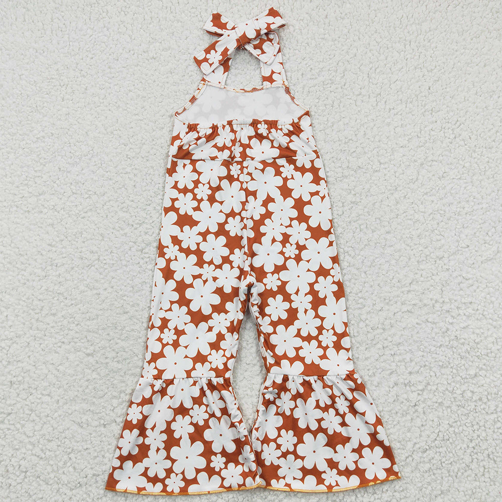 Baby Girls Jumpsuit Flowers Strap Bell Bottom Jumpsuits SR0315