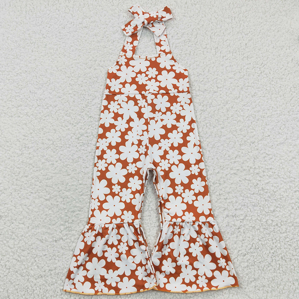 Baby Girls Jumpsuit Flowers Strap Bell Bottom Jumpsuits SR0315