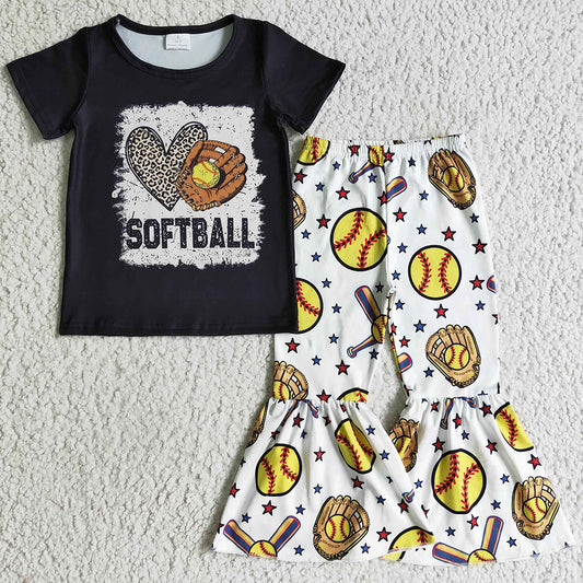 Hot Sale Baby Girl Clothes Softball Print Boutique Girls Outfits GSPO0215 6.28