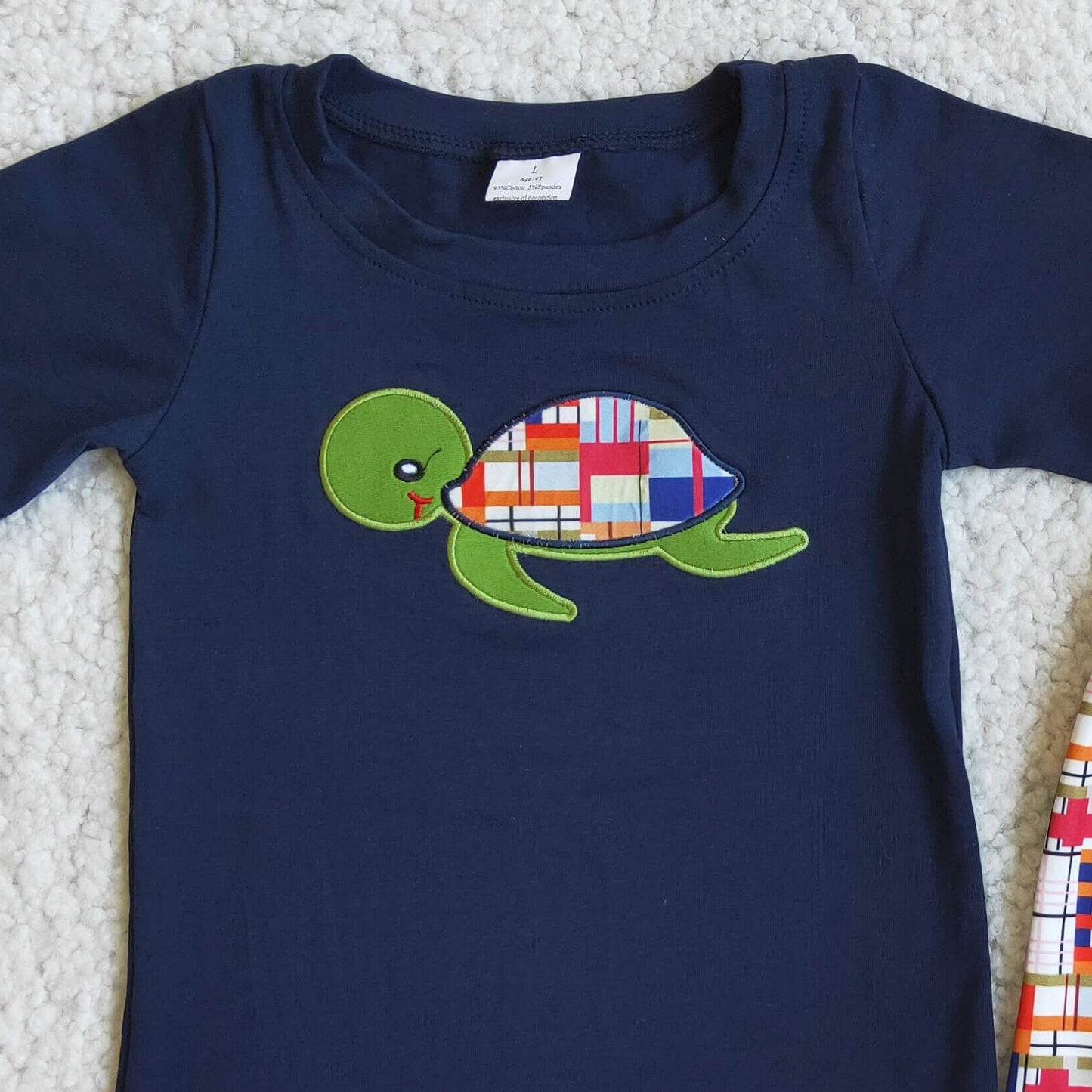 Toddler Baby Boy Clothes Boutique Kids Clothes Embroidery Turtle Boys Clothing Set D5-12