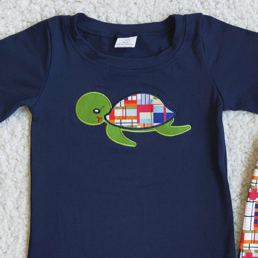 Toddler Baby Boy Clothes Boutique Kids Clothes Embroidery Turtle Boys Clothing Set D5-12