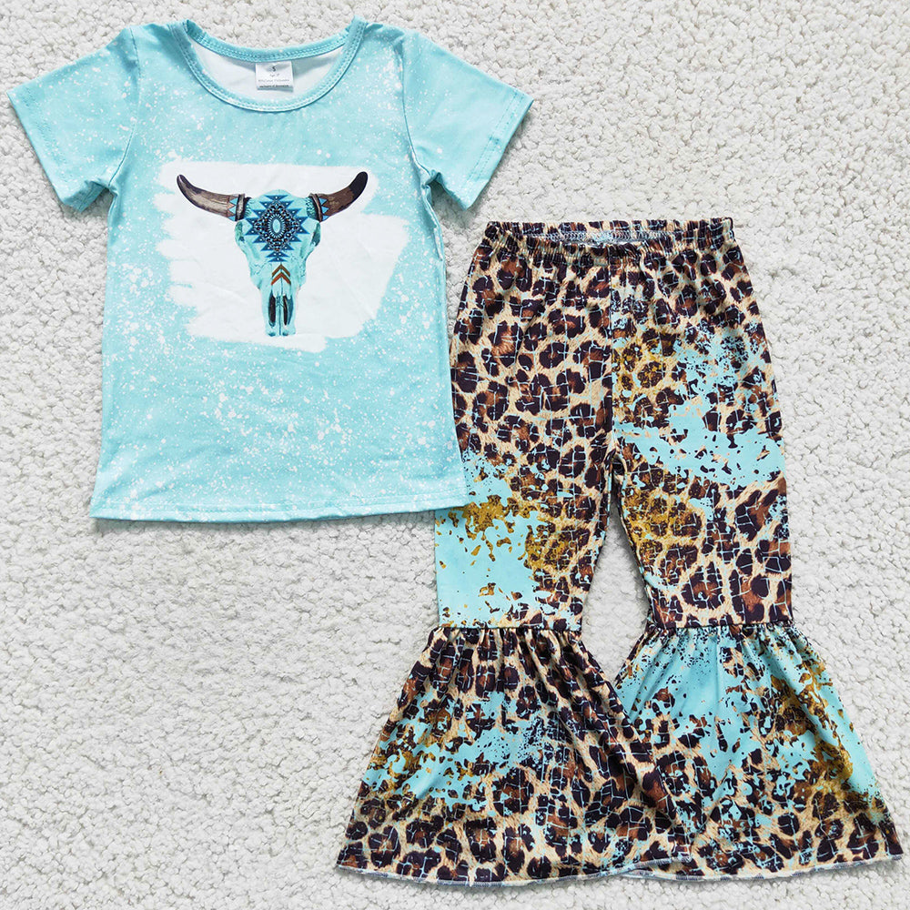 Cow Print Baby Girl Clothes Fashion Leopard Bell Bottom Outfits GSPO0248 4.18