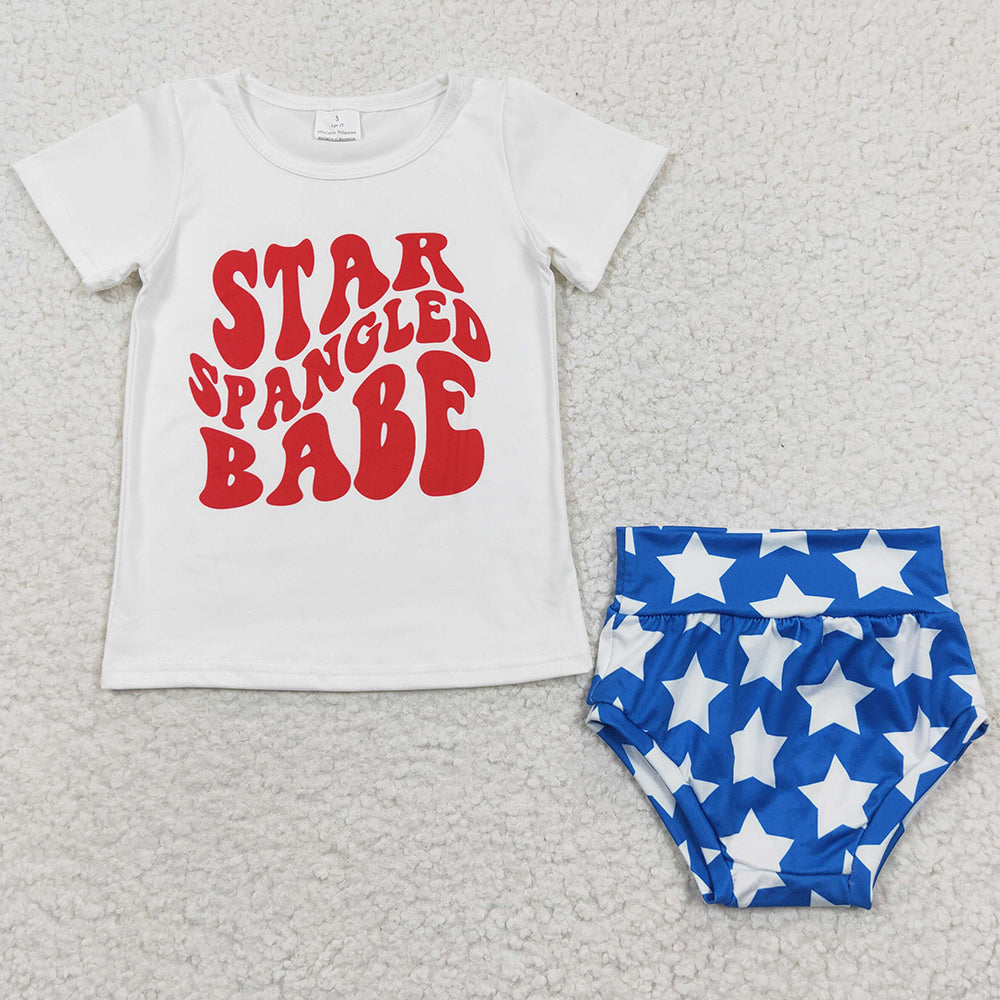 Star Spangled Babe 4th of July Summer Baby Girls Bummies Set GBO0101 6.6