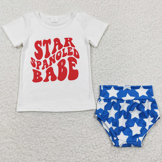 Star Spangled Babe 4th of July Summer Baby Girls Bummies Set GBO0101 6.6
