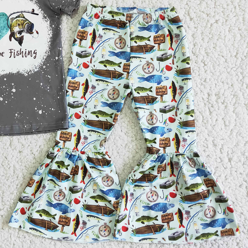 Hot Sale Kids Designer Clothes Girls Outfit Baby Clothing Toddler Girl Clothes Short Sleeve Bell Bottom Pants Aa-3