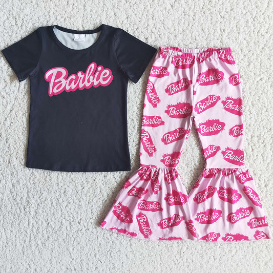 RTS Baby Girl Designer Clothes Milk Silk Fashion Toddler Kids Clothes Girl Bell Bottom Outfits Wholesale Children Outfit E2-19