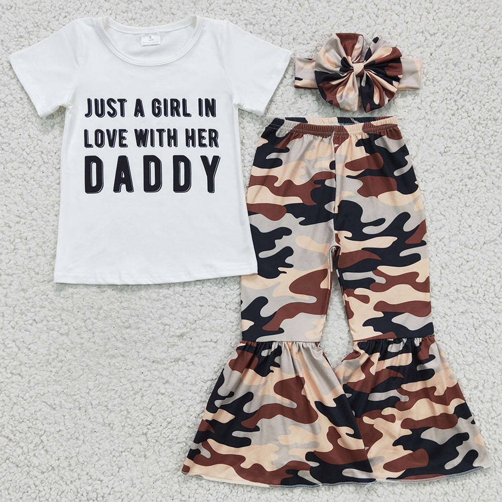 Boutique Girls Clothing Short Sleeve Bell Pants with Bow Outfits E8-20 4.18