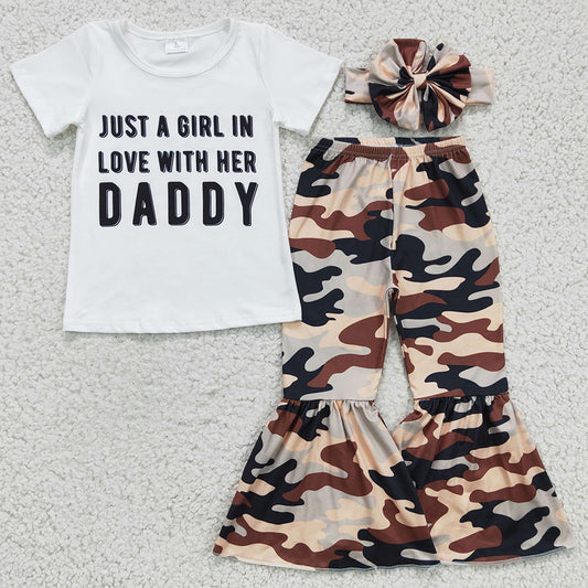 Boutique Girls Clothing Short Sleeve Bell Pants with Bow Outfits E8-20 4.18