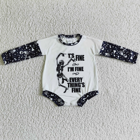 Boutique Infant Baby Romper Skeleton Print Halloween Kids Jumpsuit LR0123