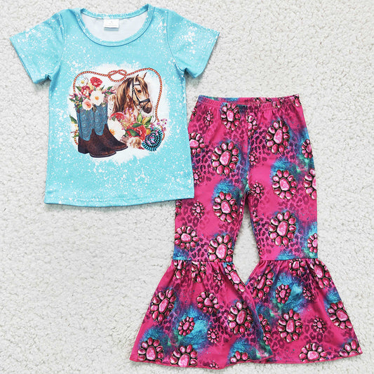 Western Style Girls Clothing Bell Bottom Outfits Fashion Kids Clothes Girls Boutique Set GSPO0312 6.28