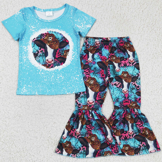 Hot Sale Toddler Girls Clothes Cow Print Boutique Girls Clothing Set GSPO0304 6.28