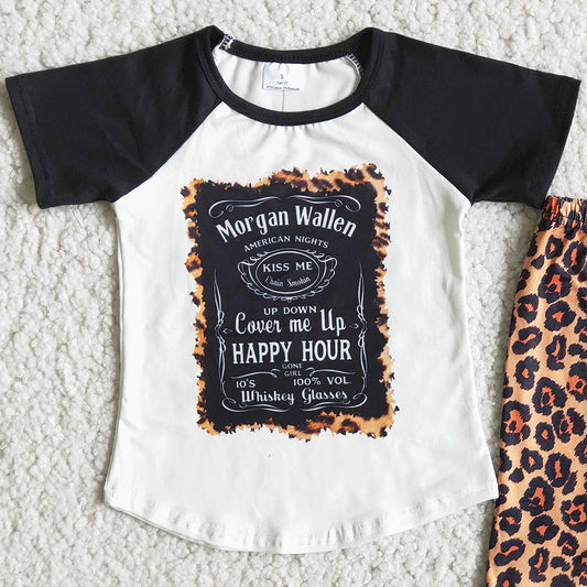 Baby Girls Clothing Spring Short Sleeve Tee Shirt Top Bell Bottom Pants Sets E2-20 4.12