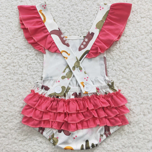 Baby Girls Rompers Cactus Ruffles Western Summer Romper SR0384