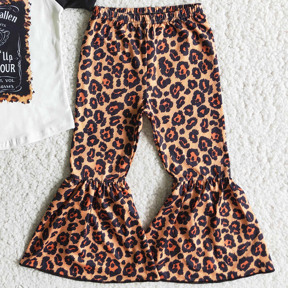 Baby Girls Clothing Spring Short Sleeve Tee Shirt Top Bell Bottom Pants Sets E2-20 4.12