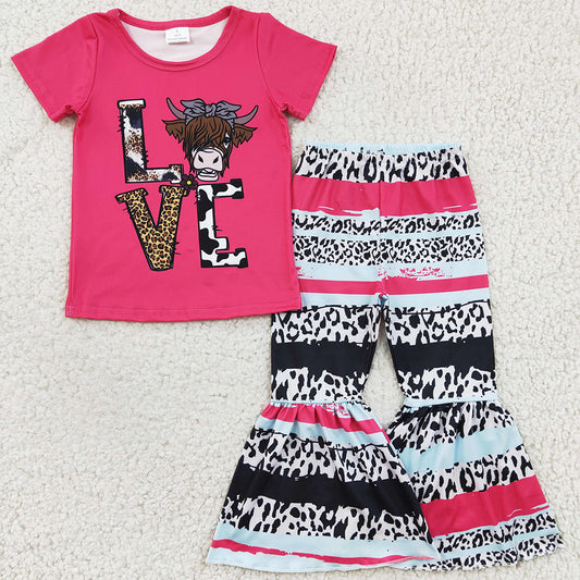 Fashion Baby Girls Clothes Cow Love Print Cute Girls Boutique Outfits GSPO0371