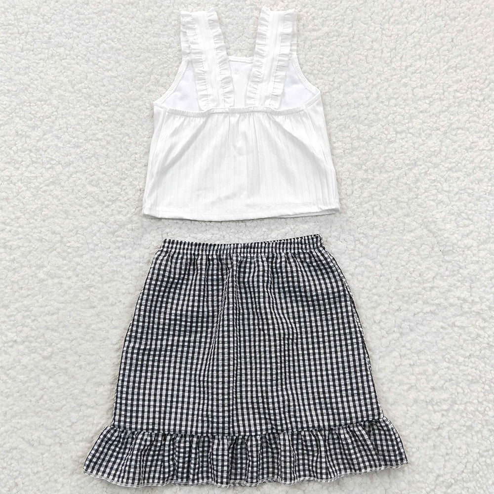 Baby Girls Clothes Black Plaid Skirt Strap Top Clothing Sets GSD0262 4.1