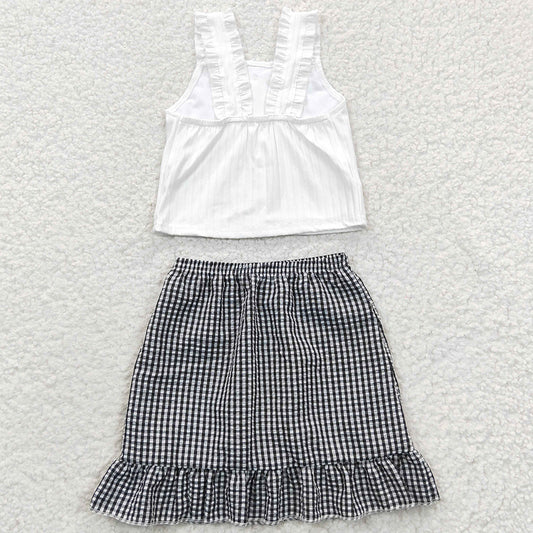 Baby Girls Clothes Black Plaid Skirt Strap Top Clothing Sets GSD0262 4.1