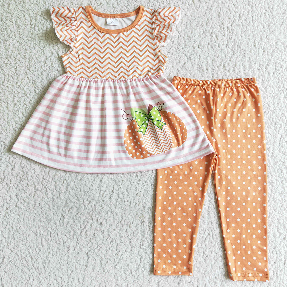 Wholesale Baby Girls Clothes Halloween Pumpkin Print Outfits GSPO0172