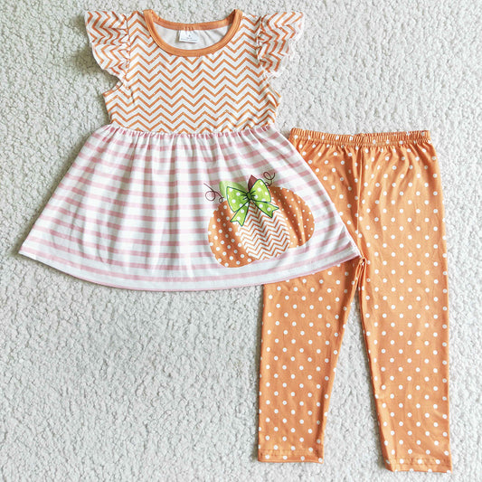 Wholesale Baby Girls Clothes Halloween Pumpkin Print Outfits GSPO0172