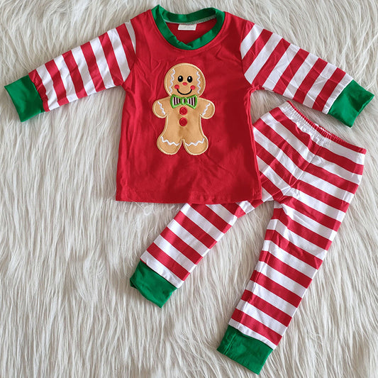 Christmas Toddler Boy Pajamas Set Gingerbread Embroidery Cute Boys Nightwear Set 6 A18-15