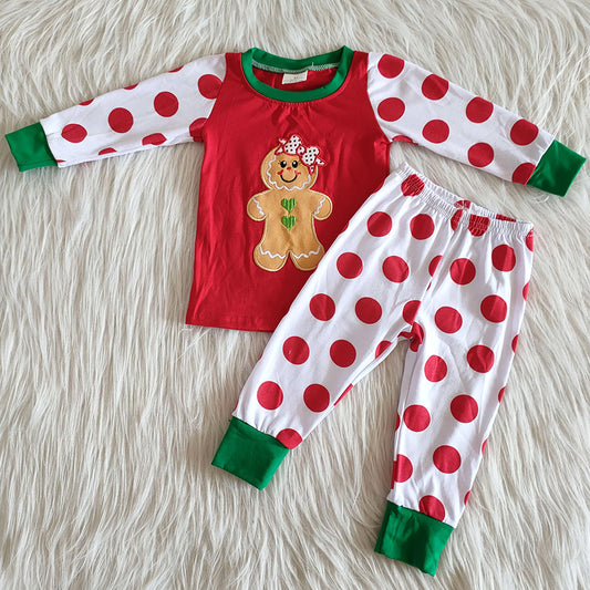 Christmas Toddler Boy Pajamas Set Gingerbread Embroidery Cute Boys Nightwear Set 6 A18-15