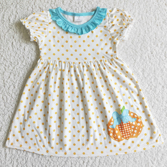 Halloween Pumpkin Print Boutique Girls Dress GSD0116