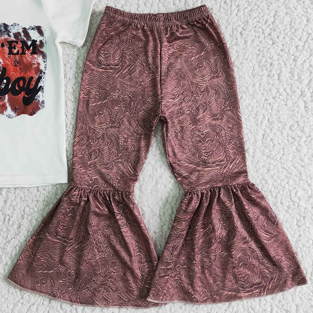 Wholesale Baby Girls Clothes Short Sleeve Bell Bottom Outfits Boutique Kids Clothing Girls Set Fashion Toddler Girl Clothes New B15-28