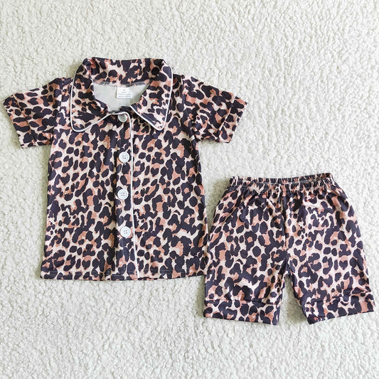 Kids Clothes Boys Pajamas Set Boutique Girls Sleepwear Nightwear Leopard Girls Pajamas B14-25 3.19