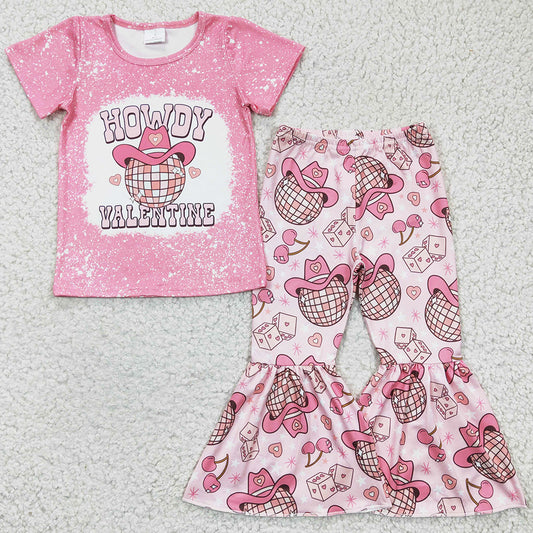 RTS Toddler Girls Clothes Baby Bell Bottom Outfits Pink Spring Kids Clothing GSPO0364