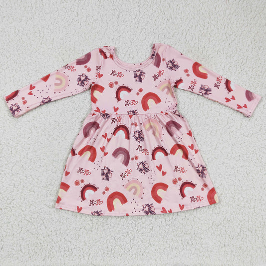 Valentine's Day Girls Dress Love Print Long Sleeve Baby Girl Dresses GLD0178 11.5