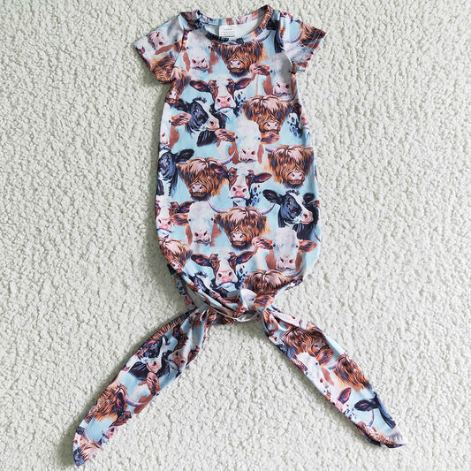 Newborn Baby Night Gown Cow Baby Newborn Gown Romper Boutique NB0001 3.1