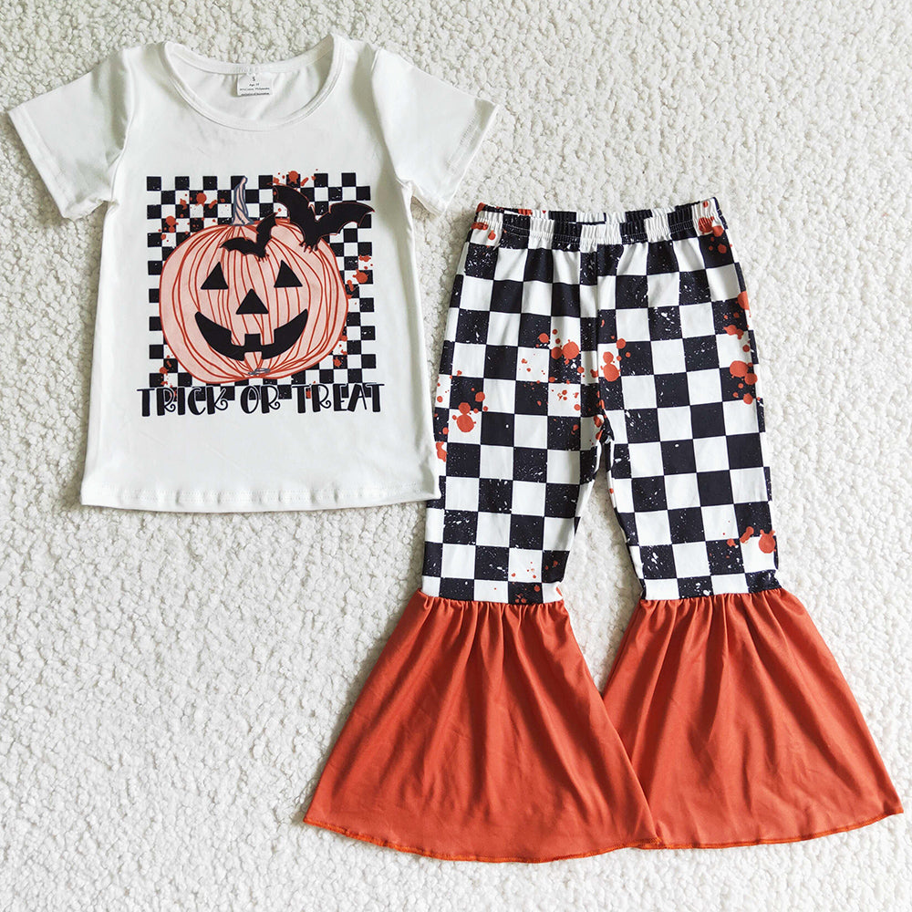Halloween Boutique Girls Clothing Pumpkin Print Kids Outfit GSPO0168