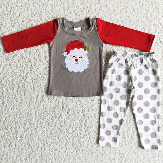Christmas Kids Sibling Pajamas Santa Claus Embroidery Boutique Baby Boys Pajamas Set Sleepwear 6 A20-14