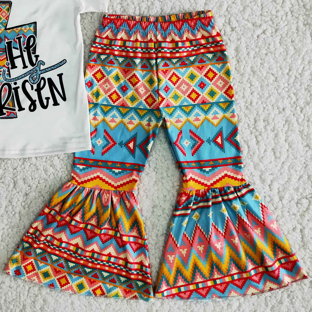 Baby Girl Clothes Boutique Kid Clothes Girls Short Sleeve Bell Pants Outfits B11-15 3.25